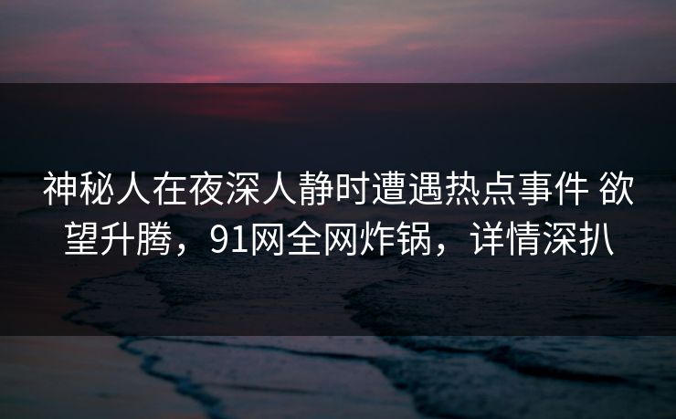 神秘人在夜深人静时遭遇热点事件 欲望升腾，91网全网炸锅，详情深扒