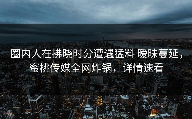 圈内人在拂晓时分遭遇猛料 暧昧蔓延，蜜桃传媒全网炸锅，详情速看