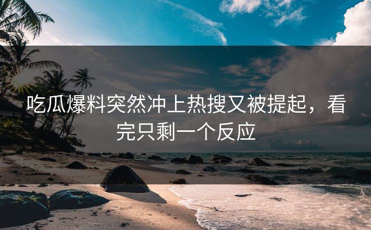 吃瓜爆料突然冲上热搜又被提起,看完只剩一个反应 吃瓜爆料突然冲上热搜又被提起,看完只剩一个反应