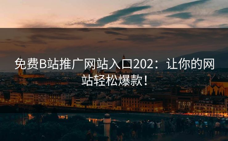 免费B站推广网站入口202：让你的网站轻松爆款！