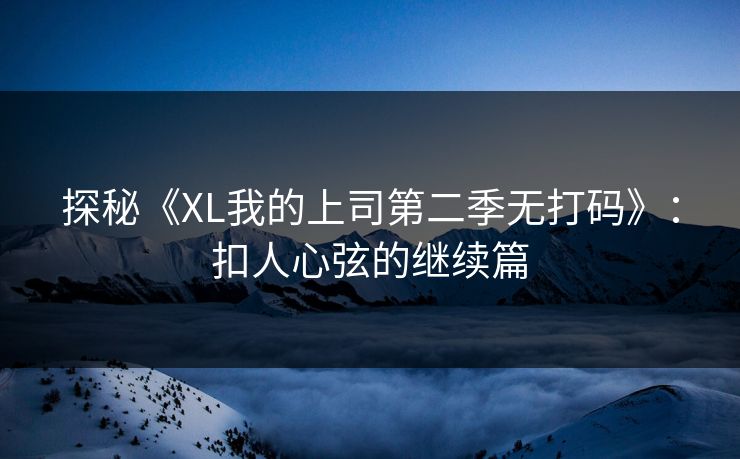 探秘《XL我的上司第二季无打码》：扣人心弦的继续篇