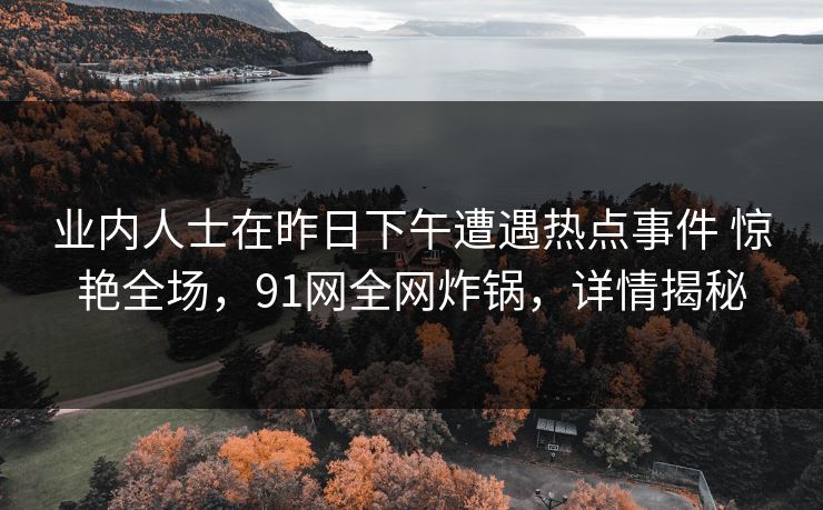 业内人士在昨日下午遭遇热点事件 惊艳全场,91网全网炸锅,详情揭秘 业内人士在昨日下午遭遇热点事件 惊艳全场,91网全网炸锅,详情揭秘